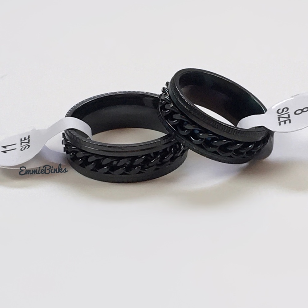 💥3/$28  New Unisex Midnight Black Spinner Ring ~ Anxiety Fidget Ring Jewelry